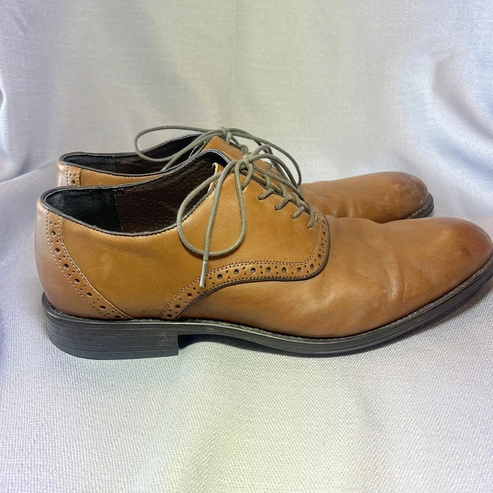 Aston Grey Collection Size 11.5 Men's Leather Oxford Lace Up Dress shoes - Brown